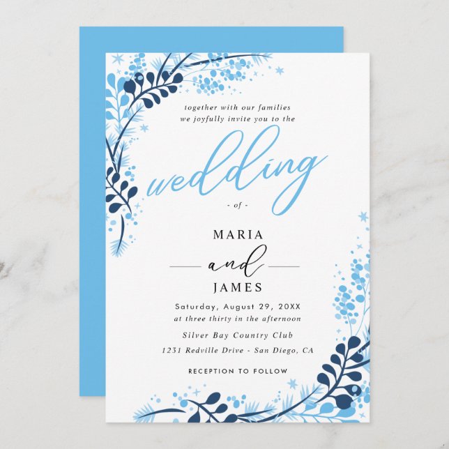 Winter Snow Wedding Invitation (Front/Back)