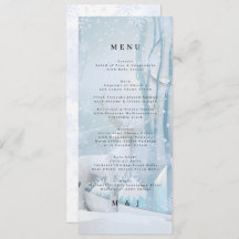Winter Snow Wedding Menu Card