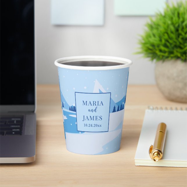 Winter Snow Wedding Paper Cups (Insitu)