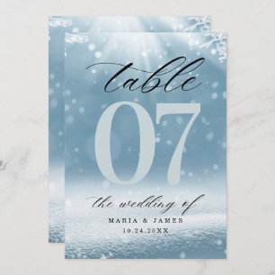Winter Snow Wedding Table Number