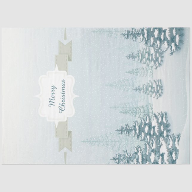 Winter Snow White Forest Landscape Christmas Tissue Paper (Front)