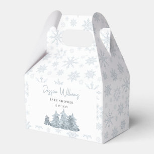 Winter snow with pine trees baby shower favour box