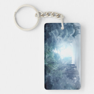 Winter Snow with Wolves in Evergreen Forest Key Ring