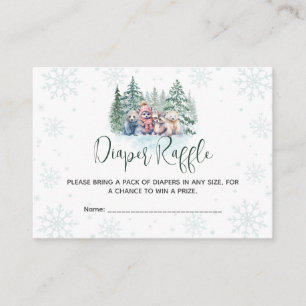 Winter Snow Woodland Animals Diaper Raffle Card
