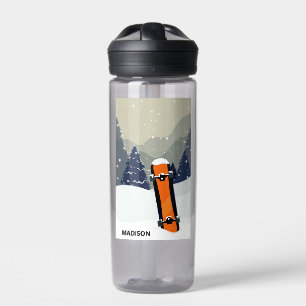 Winter Snowboard custom name Water Bottle