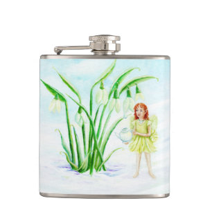 Winter Snowdrop Fairy Magic Hip Flask