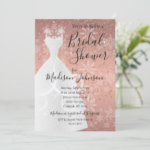 Winter Snowfall Bridal Shower - Rose Gold Invitation