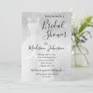 Winter Snowfall Bridal Shower - White Invitation