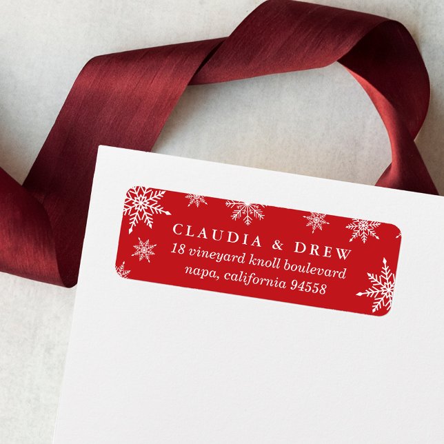 Winter Snowfall Return Address Label | Red (Creator Uploaded)
