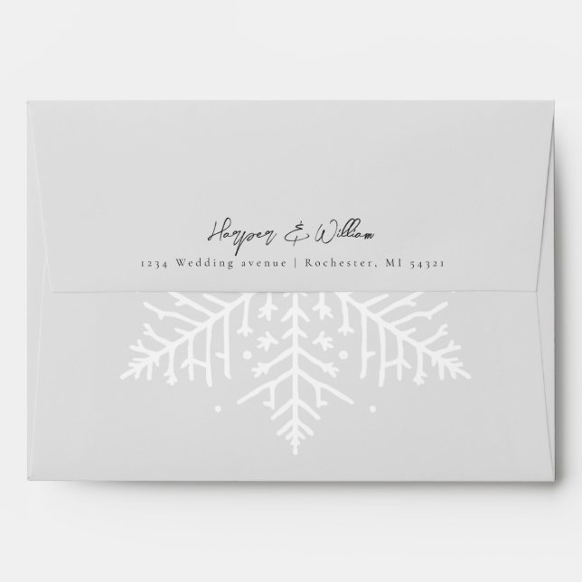 Winter snowflake address wedding envelope (Back (Top Flap))