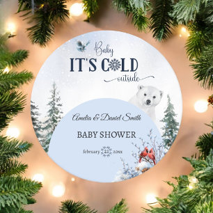 Winter Snowflake Baby Cold Outside Bear Owl Round Paper Coaster