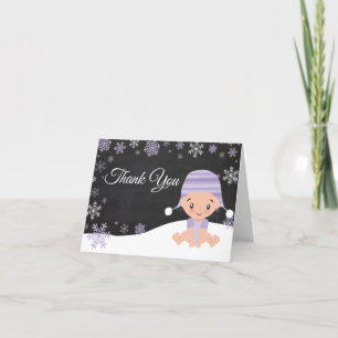 Winter Snowflake Baby Purple Thank You Card