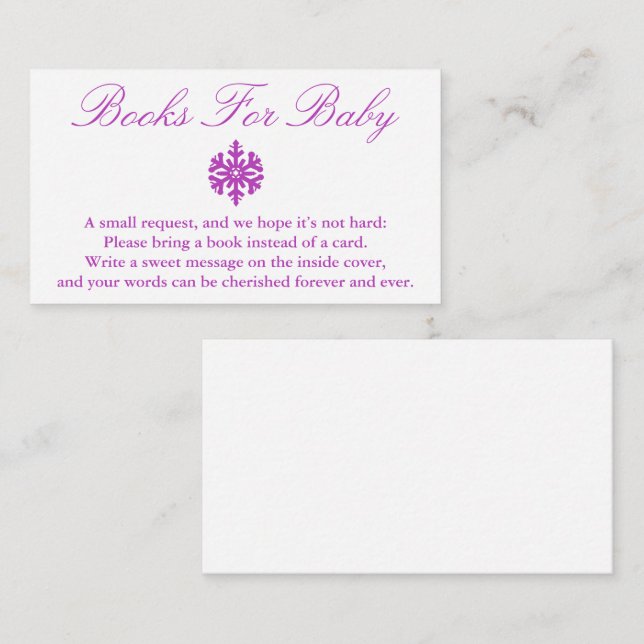 Winter Snowflake Baby Shower Books For Baby Card (Front/Back)