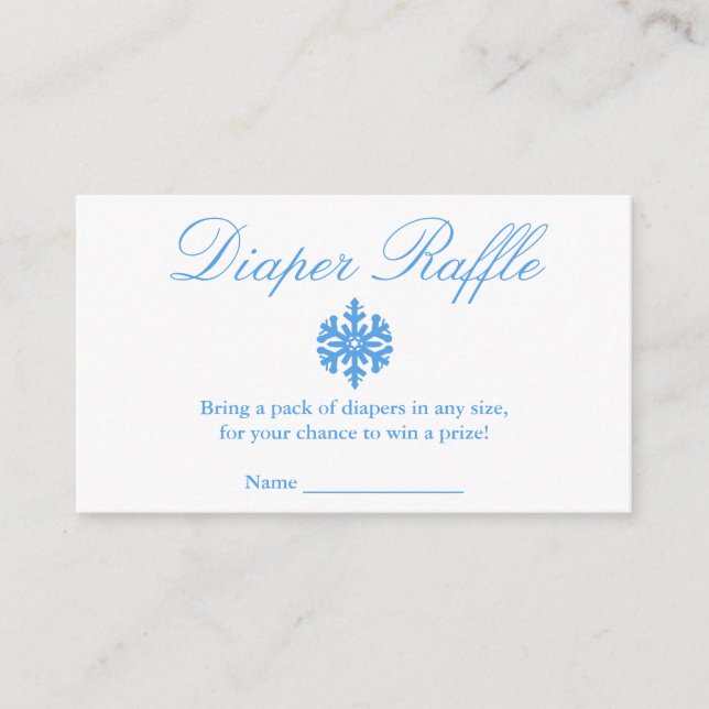 Winter Snowflake Baby Shower Diaper Raffle Card (Front)