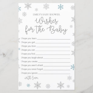 Winter Snowflake Baby Shower Game PRINTED