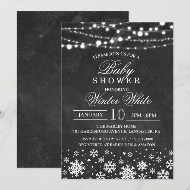 Winter Snowflake Baby Shower Invitation (Front/Back)