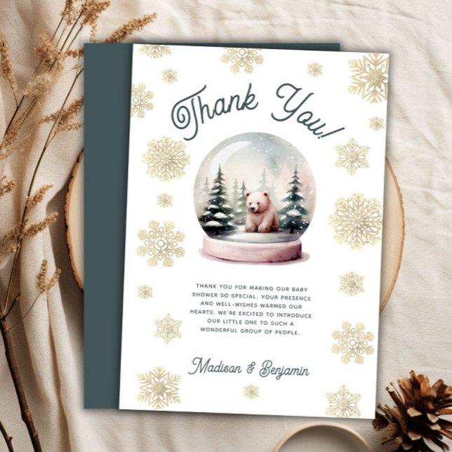 Winter Snowflake Baby Shower Thank You Card (Winter Snowflake Baby Shower Thank You Card)