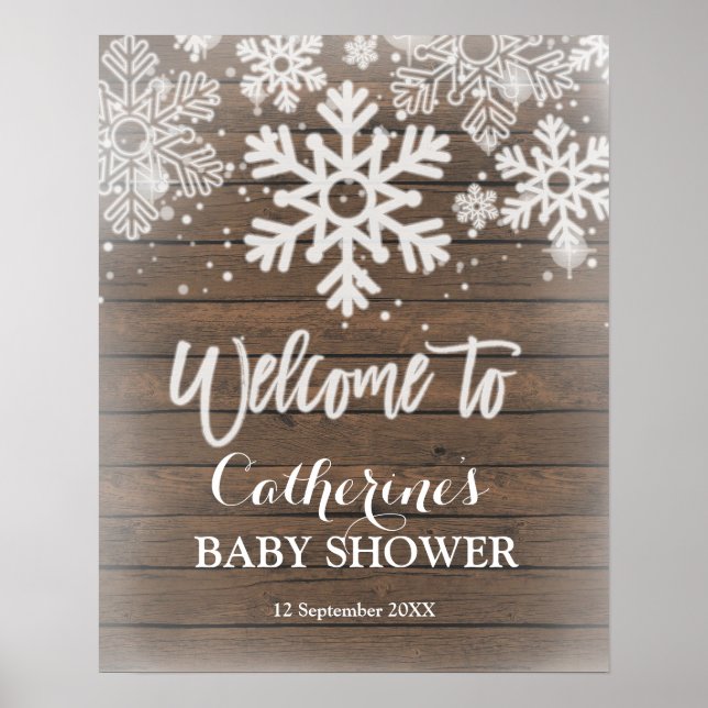 Winter snowflake Baby Shower Welcome Sign (Front)