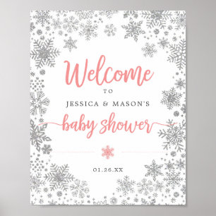 Winter Snowflake Baby Shower Welcome Sign