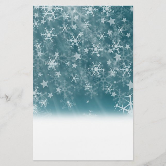 Winter Snowflake Background Stationery (Front)
