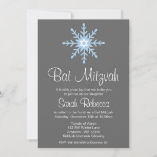 Winter Snowflake Bat Mitzvah Invitations