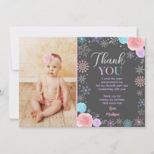 Winter Snowflake Birthday Thank you Cards