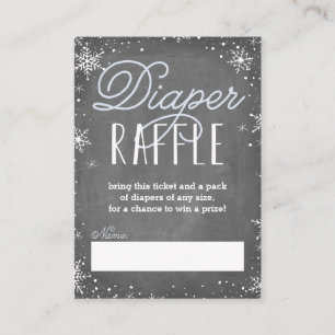 Winter Snowflake Blue Baby Diaper Raffle Ticket Enclosure Card