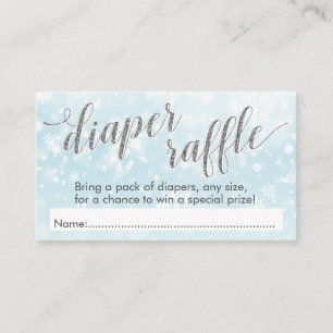 Winter Snowflake Blue Baby Shower Diaper Raffle Enclosure Card