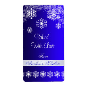 Winter Snowflake Blue Holiday Baking Label