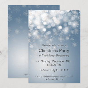winter snowflake blue Holiday party Invitation