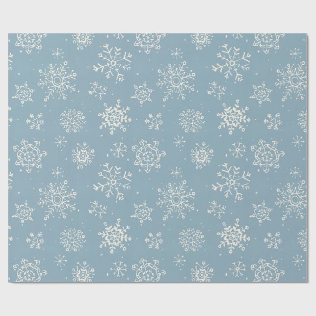 Winter Snowflake Blue Watercolor Wrapping Paper (Flat)