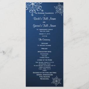 Winter Snowflake Blue Wedding Program Programme