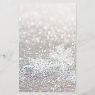 Winter Snowflake Bokeh Bling Stationery