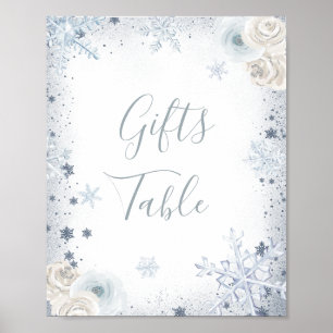 Winter Snowflake Bridal Shower Gifts Table Poster