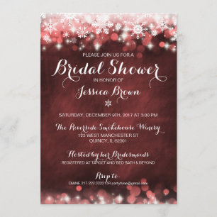 Winter Snowflake Bridal Shower Invitation - Red