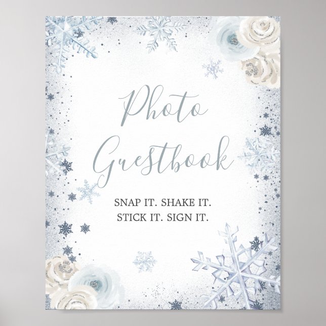 Winter Snowflake Bridal Shower Photo Guestbook (Front)
