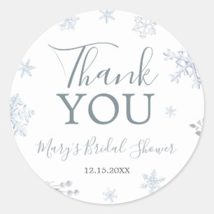 Winter Snowflake Bridal Shower Thank You Classic Round Sticker