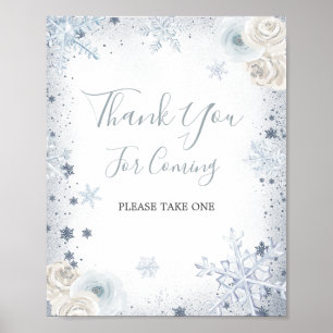 Winter Snowflake Bridal Shower Thank You Poster