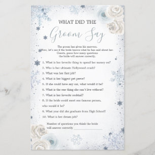 Winter Snowflake Bridal Shower What Groom Say Game