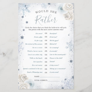 Winter Snowflake Bridal Shower Would She Rather