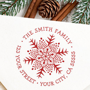 Winter snowflake Christmas holiday return address Self-inking Stamp