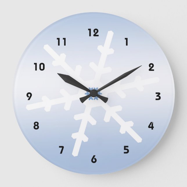 Winter Snowflake Christmas Large Clock (Front)