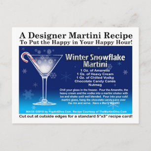 Winter Snowflake Christmas Martini Recipe Postcard