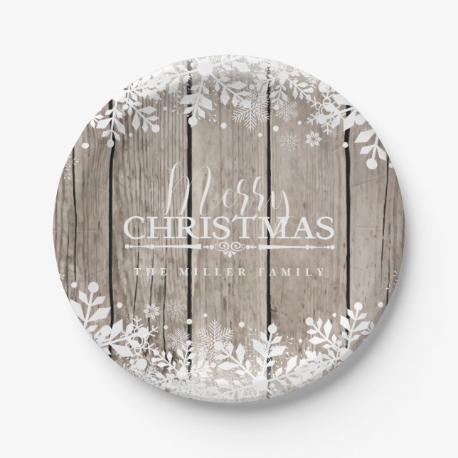 Winter Snowflake, Christmas Paper Plate (Front)