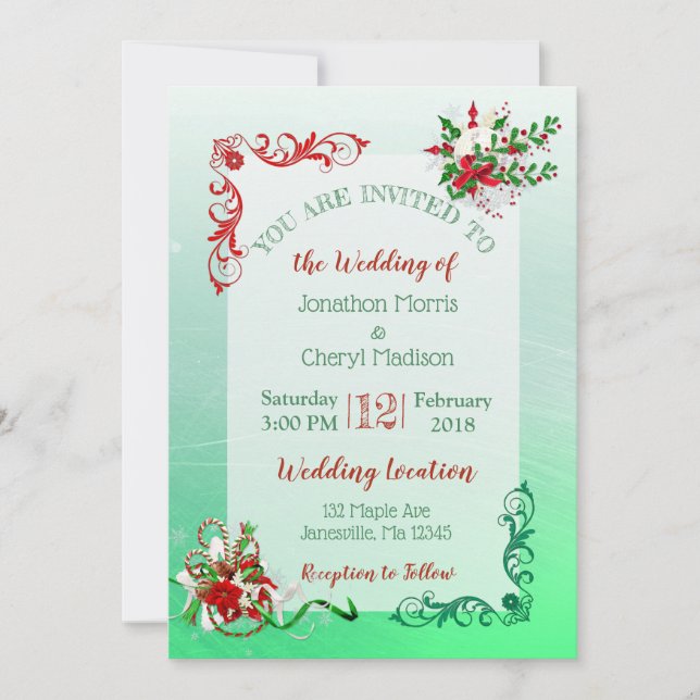 Winter Snowflake Christmas Wedding Invitations (Front)