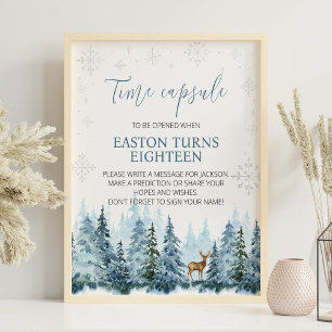 Winter Snowflake Deer Birthday Time Capsule Sign