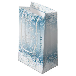 Winter Snowflake Design - Personalise Small Gift Bag