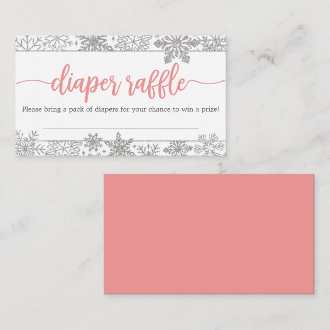 Winter Snowflake Diaper Raffle Baby Shower Card (Front/Back)