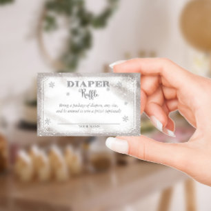 Winter Snowflake Diaper Raffle Card