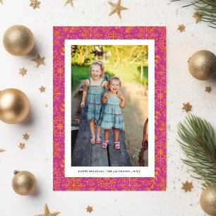 Winter Snowflake Doodles, Christmas Photo, Happy  Holiday Postcard